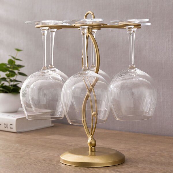 Rosdorf Park Meisel Tabletop Wine Glass Rack in Gold Wayfair